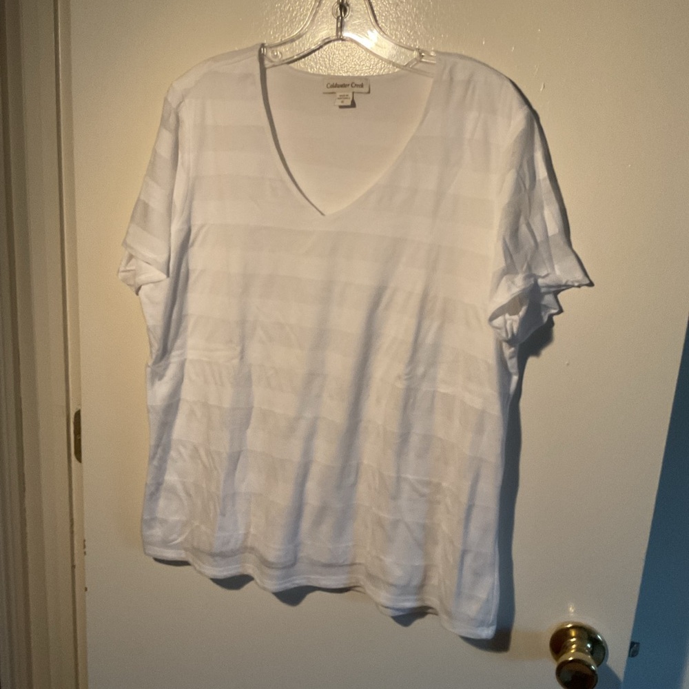 Coldwater Ceek Women's White V-Neck Top